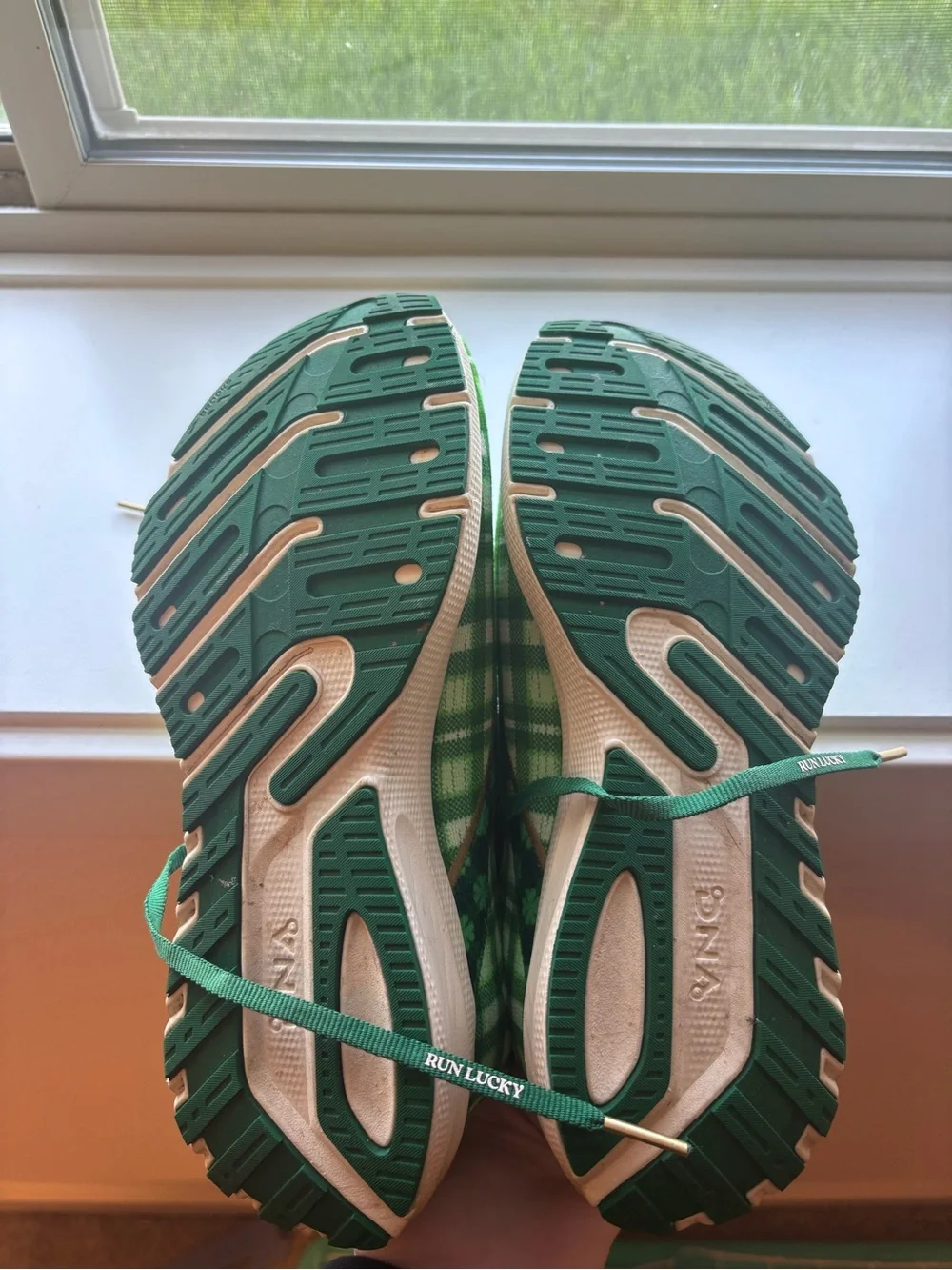 Brooks womens Green Plaid Running Shoes